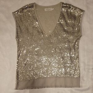 Velvet Women's Silver Sequin Top